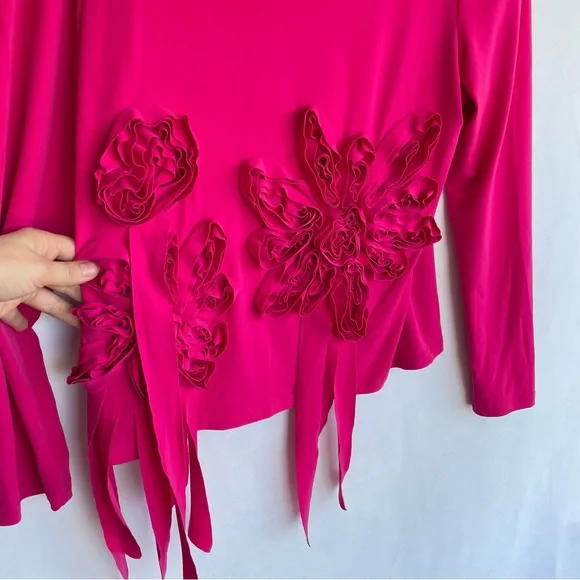 JOSEPH RIBKOFF pink 3D designer floral blouse size 12 - Picture 4 of 5